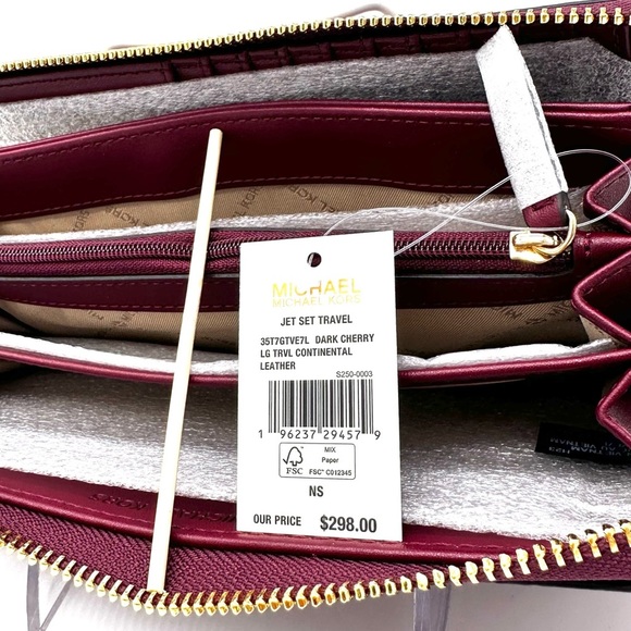 Michael Kors Large Continental Wallet Wristlet Dark Cherry - Picture 11 of 11